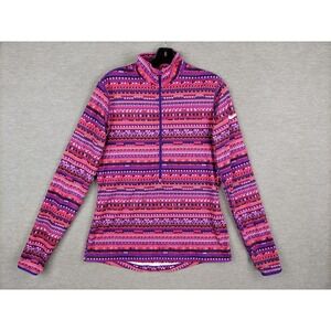 Nike Womens Jacket Large Purple‎ Pink Fair Isle Pro Dri Fit 1/4 Zip Long Sleeve